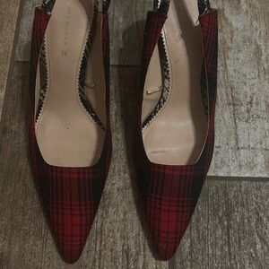 Heels plaid pump shoes